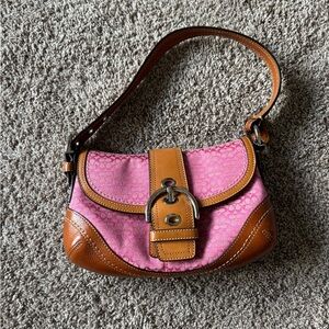 Coach mini soho in pink signature jacquard Canvas Shoulder Bag
